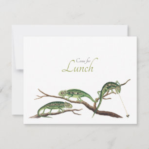 Vangstvliegen Quirky Lunch Invitation Chameleons Kaart