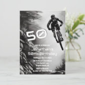 Vangstvliegtuig - mountainbike Sketch 50th Birthda Kaart (Staand voorkant)