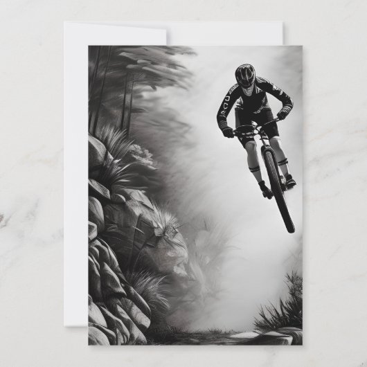 Vangstvliegtuig - mountainbike Sketch 50th Birthda Kaart (Achterkant)