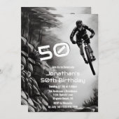 Vangstvliegtuig - mountainbike Sketch 50th Birthda Kaart (Voorkant / Achterkant)