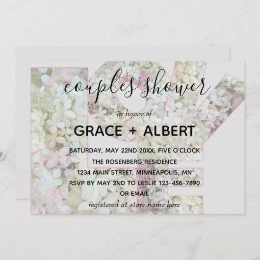Vanilla aardbei Hydrangeas Couples Shower Kaart (Voorkant / Achterkant)