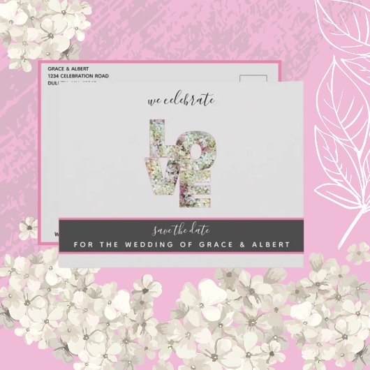Vanilla aardbei hydrangeas Wedding Save Date P Briefkaart