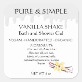 Vanilla Bath Gel Shower Handmade Product Vierkante Sticker (Voorkant)