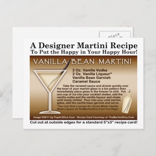 Vanilla Bean Martini Recept Briefkaart (Voorkant / Achterkant)