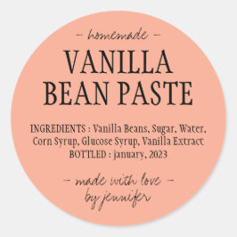 Vanilla Bean Paste Sinaasappel Homemade extract Ronde Sticker