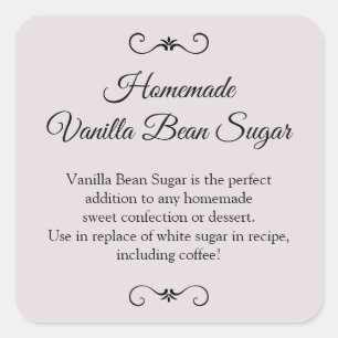 Vanilla Bean Sugar-etiket, Homemade vanilla sugar Vierkante Sticker
