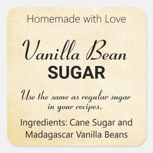Vanilla Bean Sugar of welke formulering je ook kie Vierkante Sticker (Voorkant)