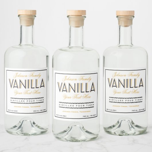 Vanilla Black en Golden Liquor Bottle Label Likeurfles Etiket (Flessen)