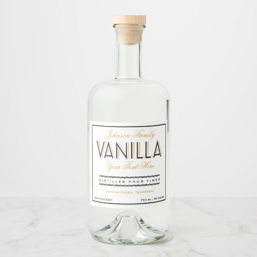 Vanilla Black en Golden Liquor Bottle Label Likeurfles Etiket (Voorkant)