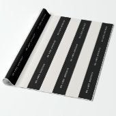 Vanilla & Black Preppy Stripes Aangepaste naam bru Cadeaupapier (Uitgerold)