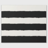 Vanilla & Black Rough Edge Stripes Pattern Weddens Cadeaupapier (Vlak)