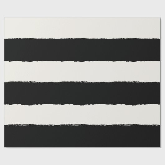 Vanilla & Black Rough Edge Stripes Pattern Weddens Cadeaupapier (Vlak)