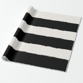 Vanilla & Black Rough Edge Stripes Pattern Weddens Cadeaupapier (Uitgerold)