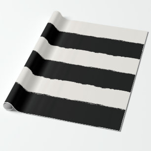 Vanilla & Black Rough Edge Stripes Pattern Weddens Cadeaupapier