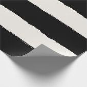 Vanilla & Black Rough Edge Stripes Pattern Weddens Cadeaupapier (Hoek)