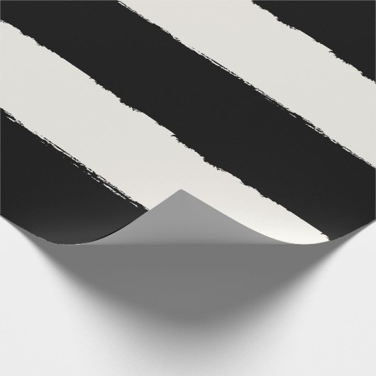 Vanilla & Black Rough Edge Stripes Pattern Weddens Cadeaupapier (Hoek)