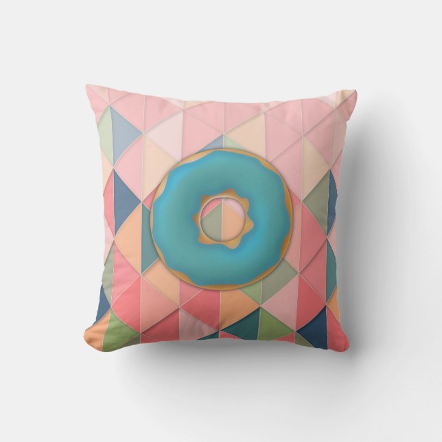 Vanilla & Blueberry Yummy Donuts Geometric Design Kussen (Voorkant)