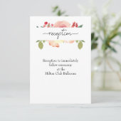 Vanilla Blush Floral Wedding Reception Informatiekaartje (Staand voorkant)