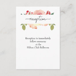 Vanilla Blush Floral Wedding Reception Informatiekaartje