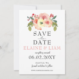 Vanilla Blush Floral Wedding slaat de datum op Save The Date