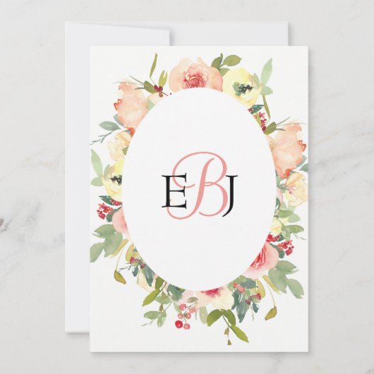 Vanilla Blush Floral Wedding slaat de datum op Save The Date (Achterkant)