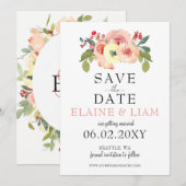 Vanilla Blush Floral Wedding slaat de datum op Save The Date (Voorkant / Achterkant)