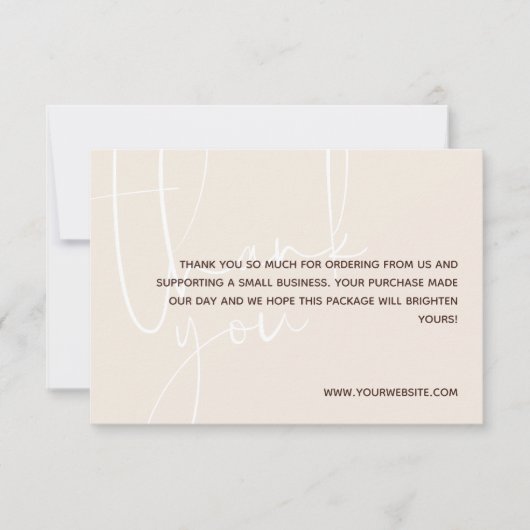 Vanilla & Brown White Script Hartelijk dank voor u Bedankkaart (Voorkant)