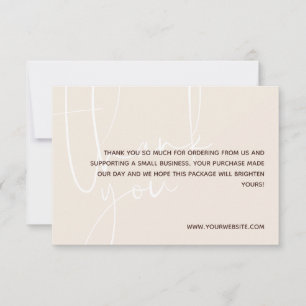 Vanilla & Brown White Script Hartelijk dank voor u Bedankkaart