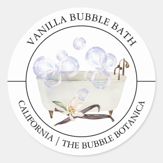 Vanilla Bubble Bath-label Ronde Sticker (Voorkant)