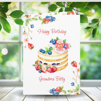 Vanilla Cake gepersonaliseerde oma's verjaardag Kaart