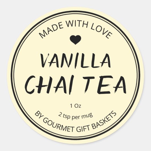 Vanilla Chai theelabel voor cadeauhampers Ronde Sticker (Voorkant)