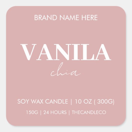 Vanilla Chia Custom Candle Label (Voorkant)