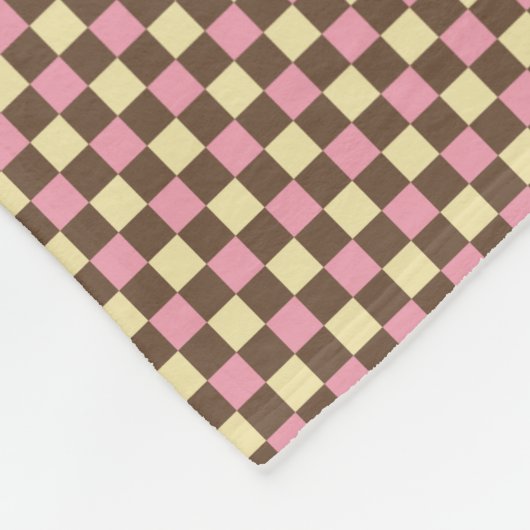 Vanilla Chocolate Strawberry Checkered Pattern Fleece Deken (Hoek)