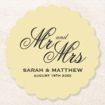 Vanilla color personalized wedding coasters kartonnen onderzetters<br><div class="desc">Vanilla color personalized wedding coasters. Elegant script typography template.</div>