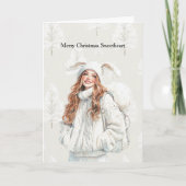 Vanilla Cream Christmas Red Head Bunny Ears Kaart (Voorkant)