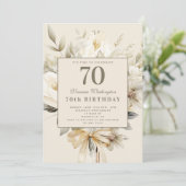 Vanilla Cream Floral 70ste verjaardag chique uitno Kaart (Staand voorkant)