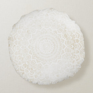 Vanilla Cream Mandala Round Cushion Rond Kussen