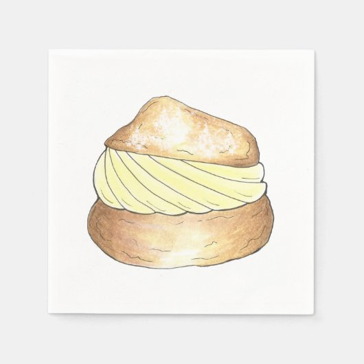 Vanilla Cream Puff French Pastry Dessert Napkins Servet (Voorkant)