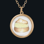 Vanilla Cream Puff Ketting van het Franse gebak<br><div class="desc">Het ketting is voorzien van een originele markeerafbeelding van een heerlijke vanille crème die met suiker in poedervorm is gespoten!</div>