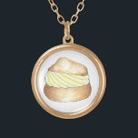 Vanilla Cream Puff Ketting van het Franse gebak<br><div class="desc">Het ketting is voorzien van een originele markeerafbeelding van een heerlijke vanille crème die met suiker in poedervorm is gespoten!</div>