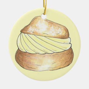 Vanilla Cream Puff Pastry Sweet Creampuff Foodie Keramisch Ornament