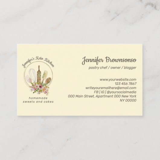 Vanilla Cream Rustic Bakery Chef Homemade Food Visitekaartje (Achterkant)