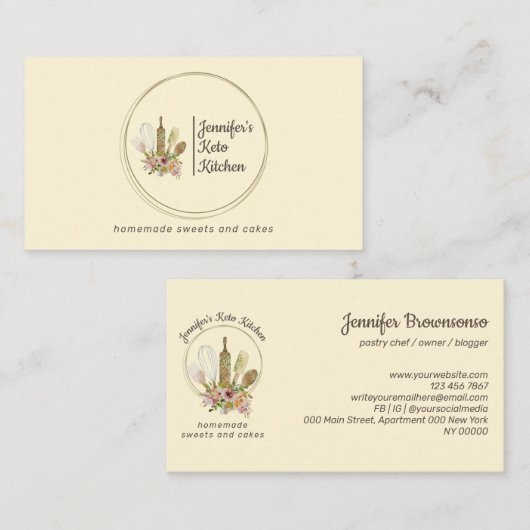 Vanilla Cream Rustic Bakery Chef Homemade Food Visitekaartje (Voorkant / Achterkant)