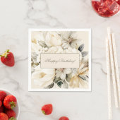 Vanilla Crème Bloemige Verjaardag Custom Servet (Insitu)
