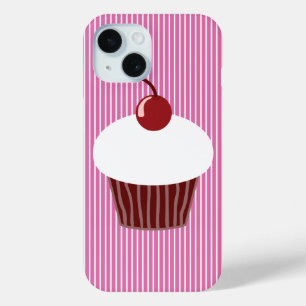 Vanilla Cupcake en roze strepen iPhone 15 Case