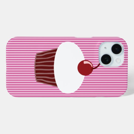 Vanilla Cupcake en roze strepen Case-Mate iPhone Case (Achterkant (horizontaal))
