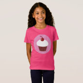 Vanilla Cupcake en roze strepen T-shirt (Voorkant volledig)