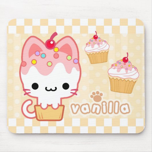 Vanilla Cupcake Kat Mousepad Muismat (Voorkant)