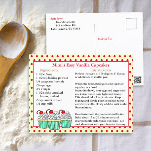 Vanilla Cupcake Recipe Cards Briefkaart