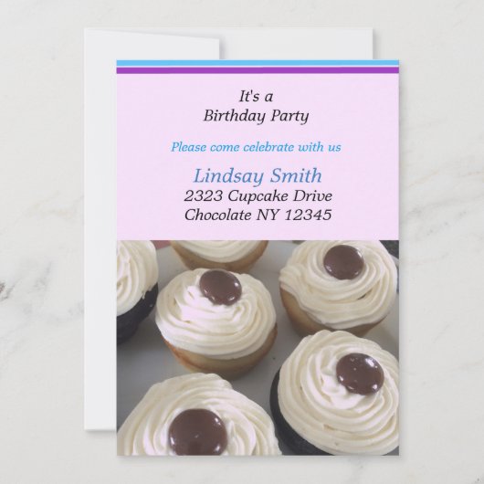 Vanilla Cupcakes Birthday Party Invitation Kaart (Voorkant)